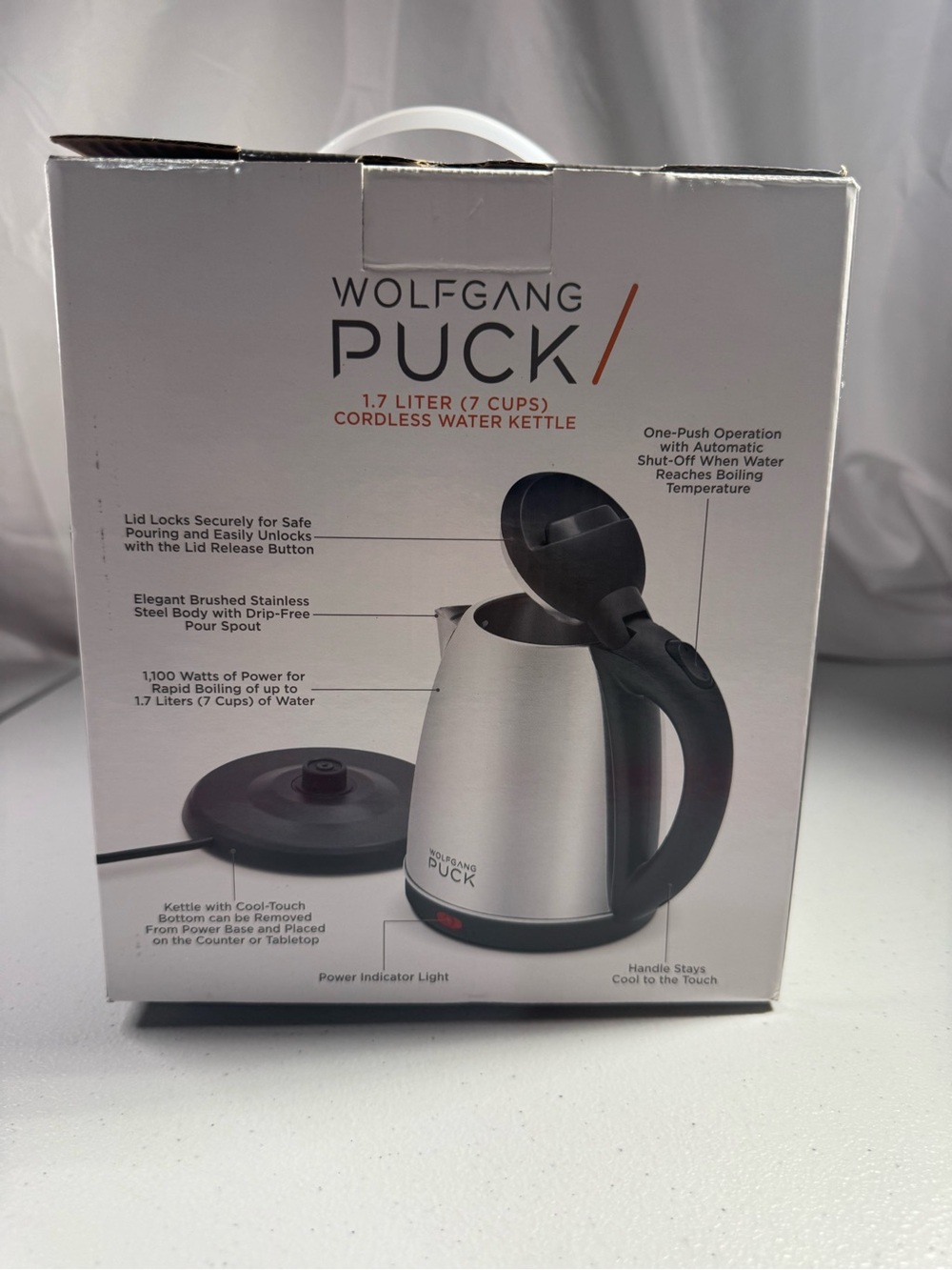 Wolfgang Puck Stainless Steel Cordless Electric Kettle - Silver/Black
